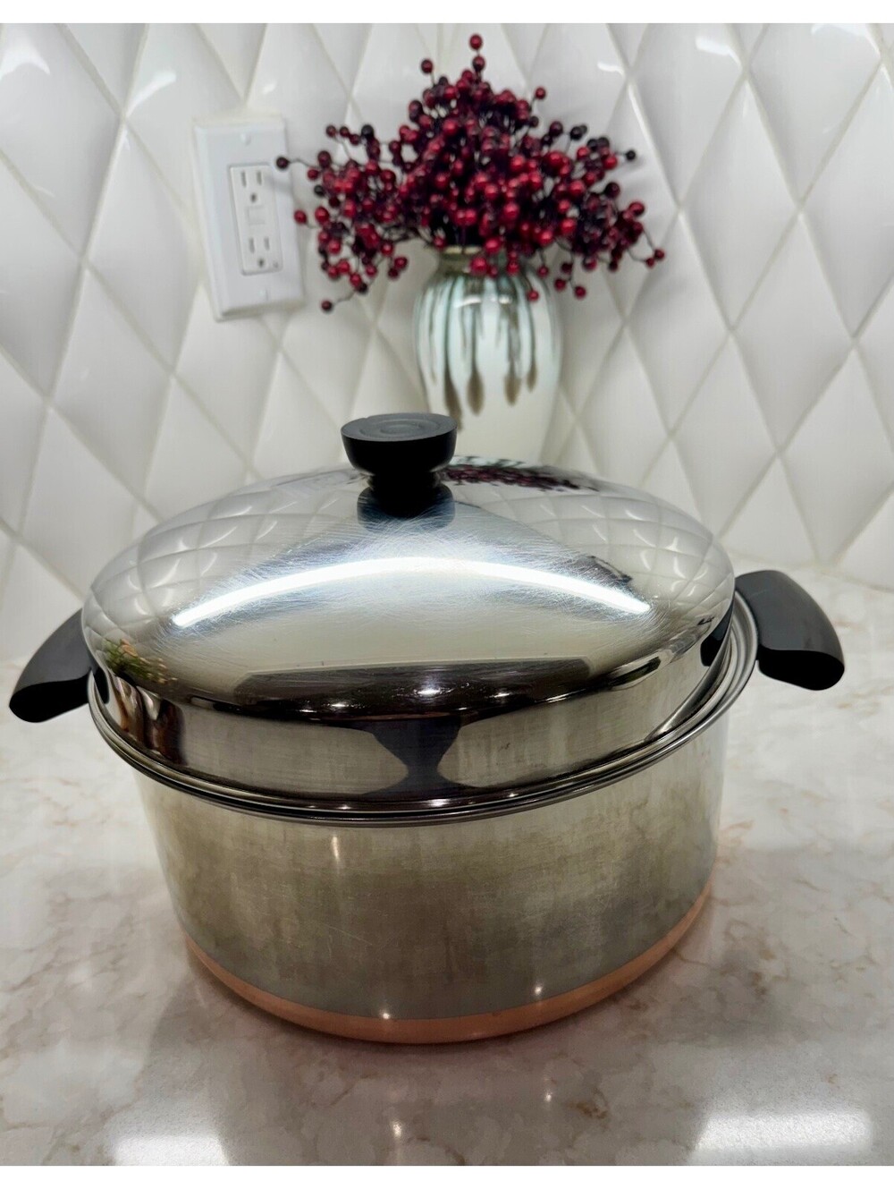 Revere Ware Copper/Stainless Steel Steamer 6 QT Stock pot with Lid USA pre 1968